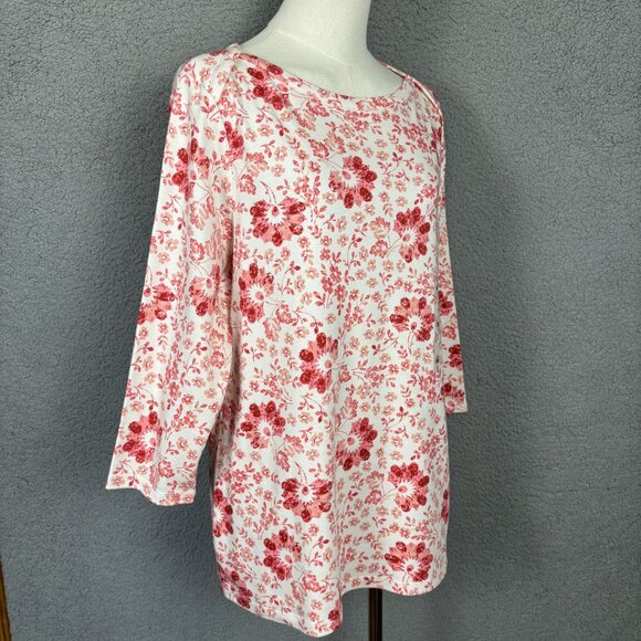 Style & Co Women's Floral Supima Cotton 3/4 Sleeve Top 0X Multicolor NWT's. - Picture 3 of 8